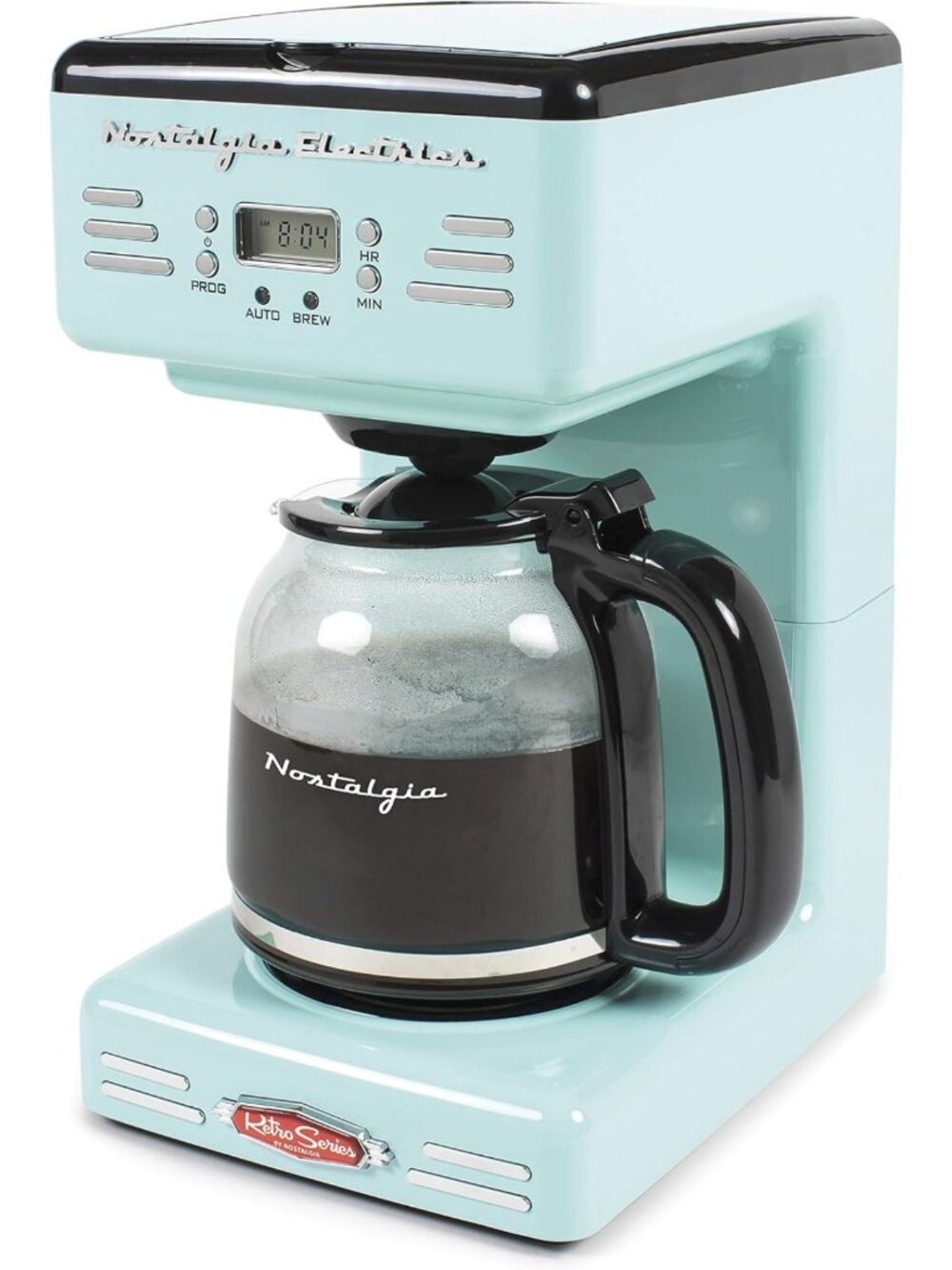 Retro 12-Cup Programmable Coffee Maker with LED Display, Auto Shut-Off & Keep